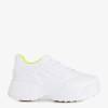 OUTLET White and yellow women's sneakers with a thick sole Free And Young - Footwear