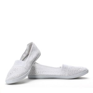 OUTLET White ballerinas made of Noremies - Footwear material