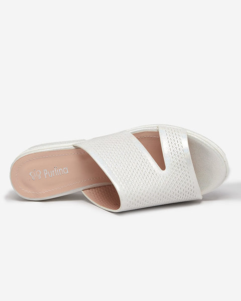 OUTLET White shiny slippers for women Heiri- Footwear