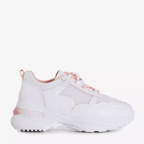 OUTLET White women's sports shoes with pink inserts Adira - Footwear