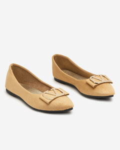 OUTLET Women's beige ballerinas with an ornament on the toe Cavo - Shoes
