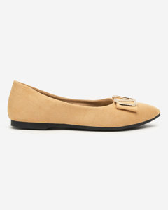 OUTLET Women's beige ballerinas with an ornament on the toe Cavo - Shoes