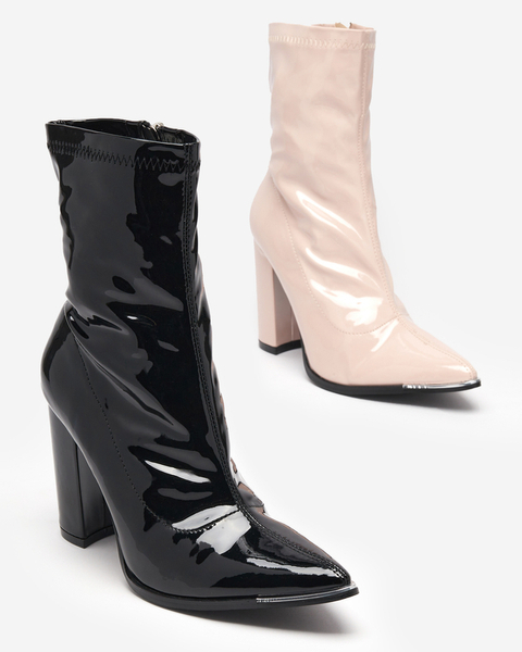 OUTLET Women's black lacquered stiletto boots Rekifa - Footwear