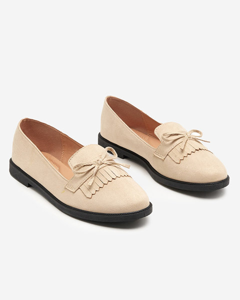 OUTLET Women's eco-suede beige loafers Waqo - Shoes