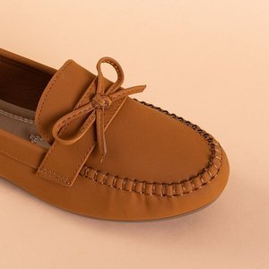 OUTLET Women's moccasins with a bow in camel Letisa color - Footwear
