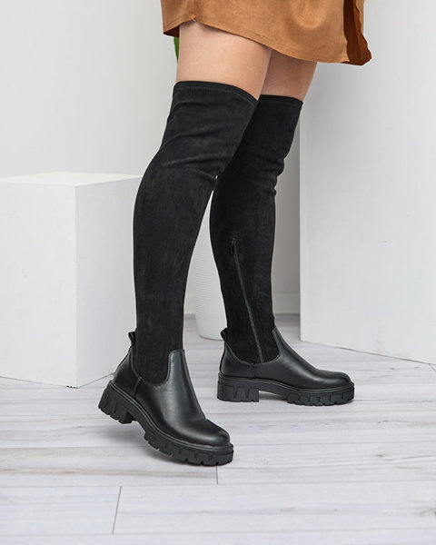 OUTLET Women's over-the-knee boots in black color Liki - Footwear
