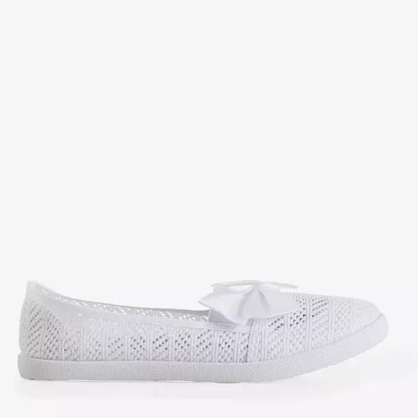 OUTLET Women's white openwork slip - on with a bow Azaria - Footwear