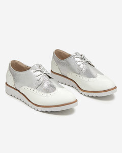 OUTLET Women's white shoes with glittery silver inserts Retinisa - Footwear