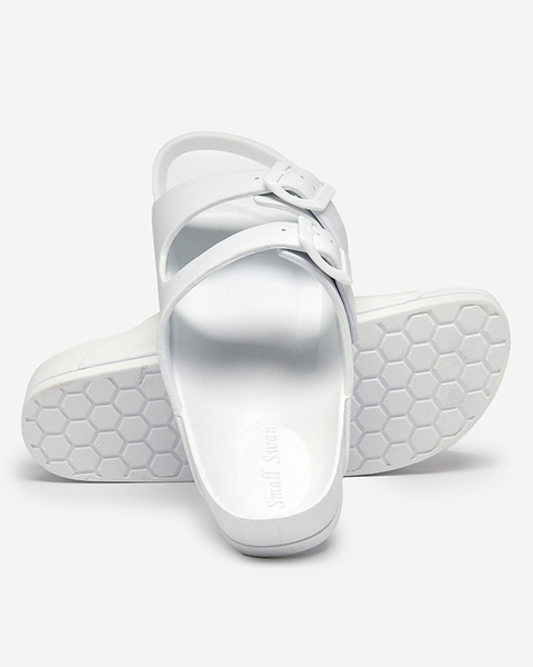 OUTLET Women's white slippers with buckles Teliwo - Footwear