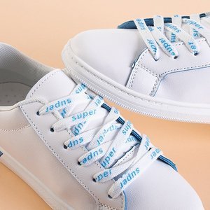 OUTLET Women's white sports sneakers with blue inserts Xosi - Footwear