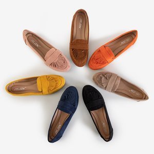 OUTLET Yellow eco-suede loafers for women with Daiane fringes - Shoes