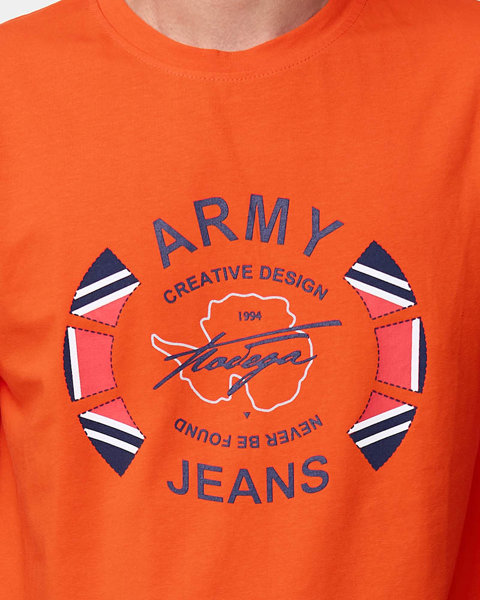 Orange men's printed t-shirt - Clothing