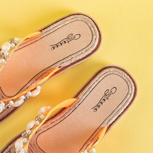 Orange women's flip-flops with Jefis decoration - Footwear