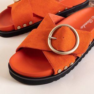 Orange women's slippers with a Ripi buckle - Footwear