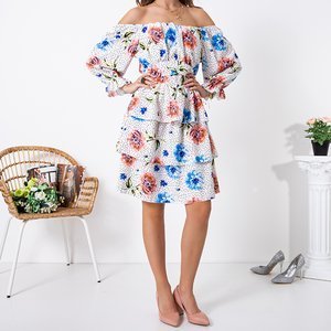 Patterned women's dress in white - Clothing