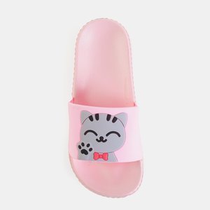 Pink children's flip-flops with Keryn cat - Footwear