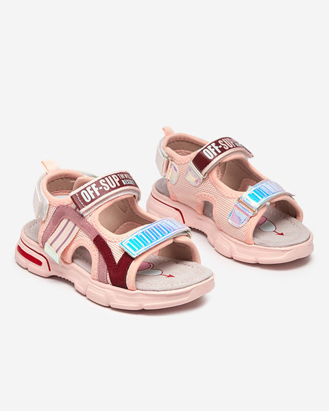 Pink girls' sandals with holographic inserts from Heilol - Footwear