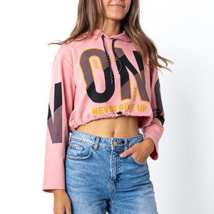 Pink women's cropped hoodie - Clothing