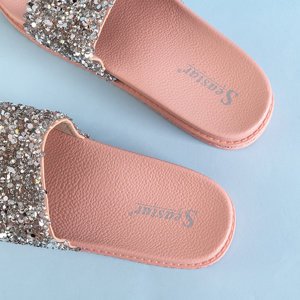 Pink women's flip-flops with zircons Aisidora - Footwear