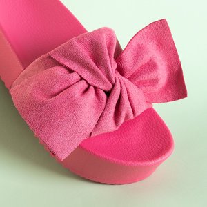 Pink women's platform sandals with a Dolorisa bow - Shoes