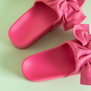 Pink women's platform sandals with a Dolorisa bow - Shoes