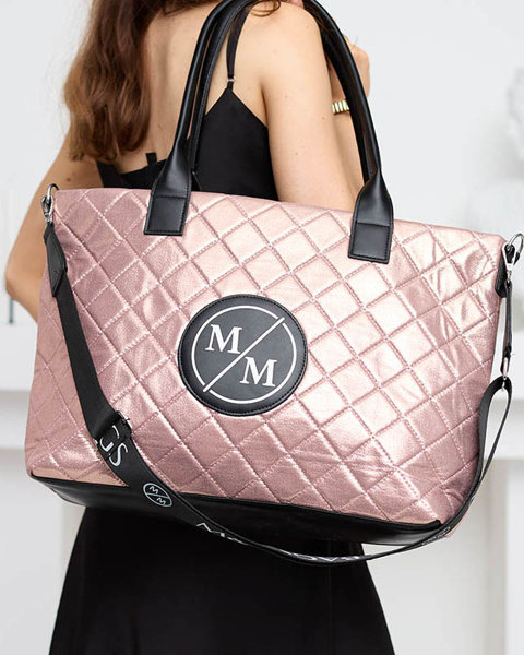 Pink women's quilted glitter shopper bag - Accessories