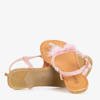 Pink women's sandals with Begneti ornaments - Footwear