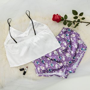 Purple women's pajamas with print - Clothing
