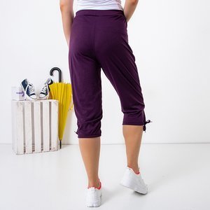 Purple women's short pants with pockets PLUS SIZE - Clothing