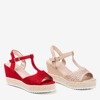 Red openwork women&#39;s sandals on a wedge Moris - Footwear 1