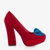 Red pumps on a higher post with a Wilenss bow - Shoes