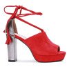 Red sandals on the post with a cut out and binding Shirley - Footwear 1