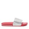 Red slippers with cubic zirconia Marbella - Footwear