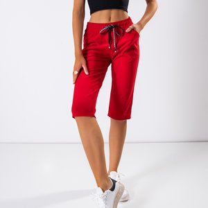 Red women's 3/4-length pants - Clothing