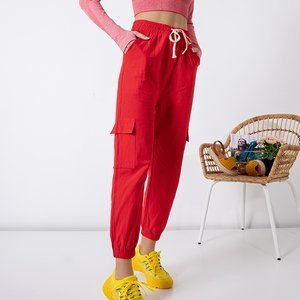 Red women's cargo pants PLUS SIZE - Clothing