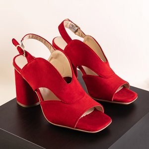 Red women's sandals on a post Biserka - Footwear