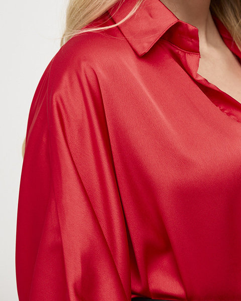 Red women's shirt-type tunic- Clothing