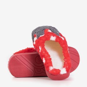 Red women's slippers with a bunny Krystian - Footwear