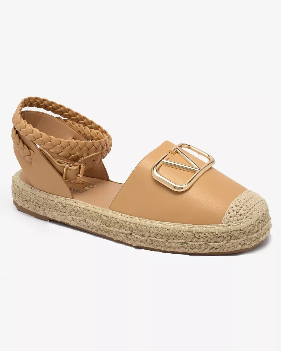 Royalfashion Women's espadrilles with ornaments in camel color Eterisa