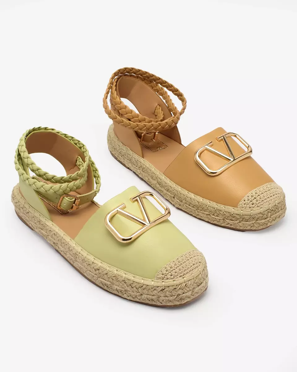 Royalfashion Women's espadrilles with ornaments in camel color Eterisa