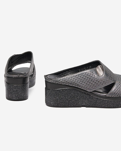 Shiny women's graphite-colored slippers Dosamis- Footwear