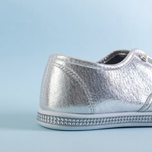 Silver children's slip on sneakers with Merini pearls - Footwear