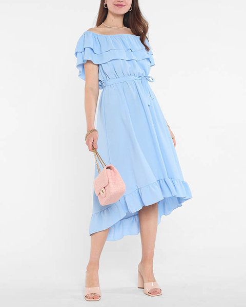 Sky-blue women's dress with frills - Clothing
