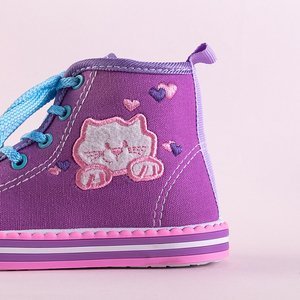 Violet children's sneakers with Winkes ornaments - Footwear