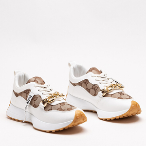 White and brown sneakers for women with Philly print - Footwear