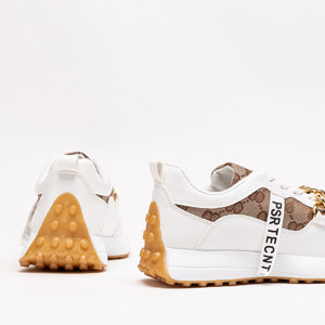 White and brown sneakers for women with Philly print - Footwear