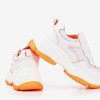 White and orange sports sneakers for women Balgra - Footwear