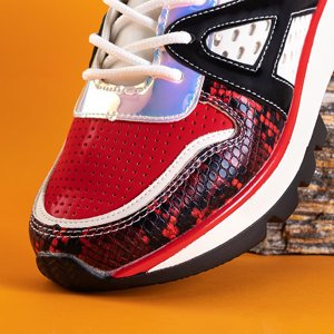 White and red sneakers with colorful inserts Meia - Footwear