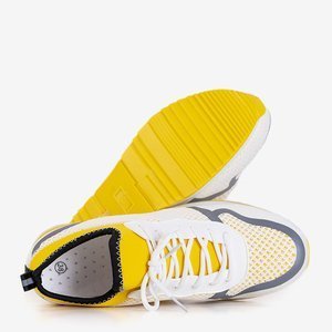 White and yellow women's sports shoes Skrotar - Footwear