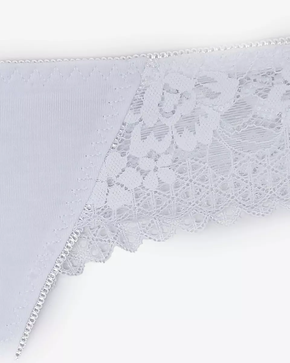 White cotton thong panties for women with lace - Underwear